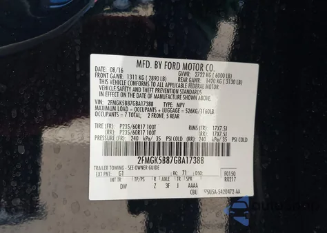 2016 Ford Flex Se z USA, uszkodzony, nr VIN 2FMGK5B87GBA17388